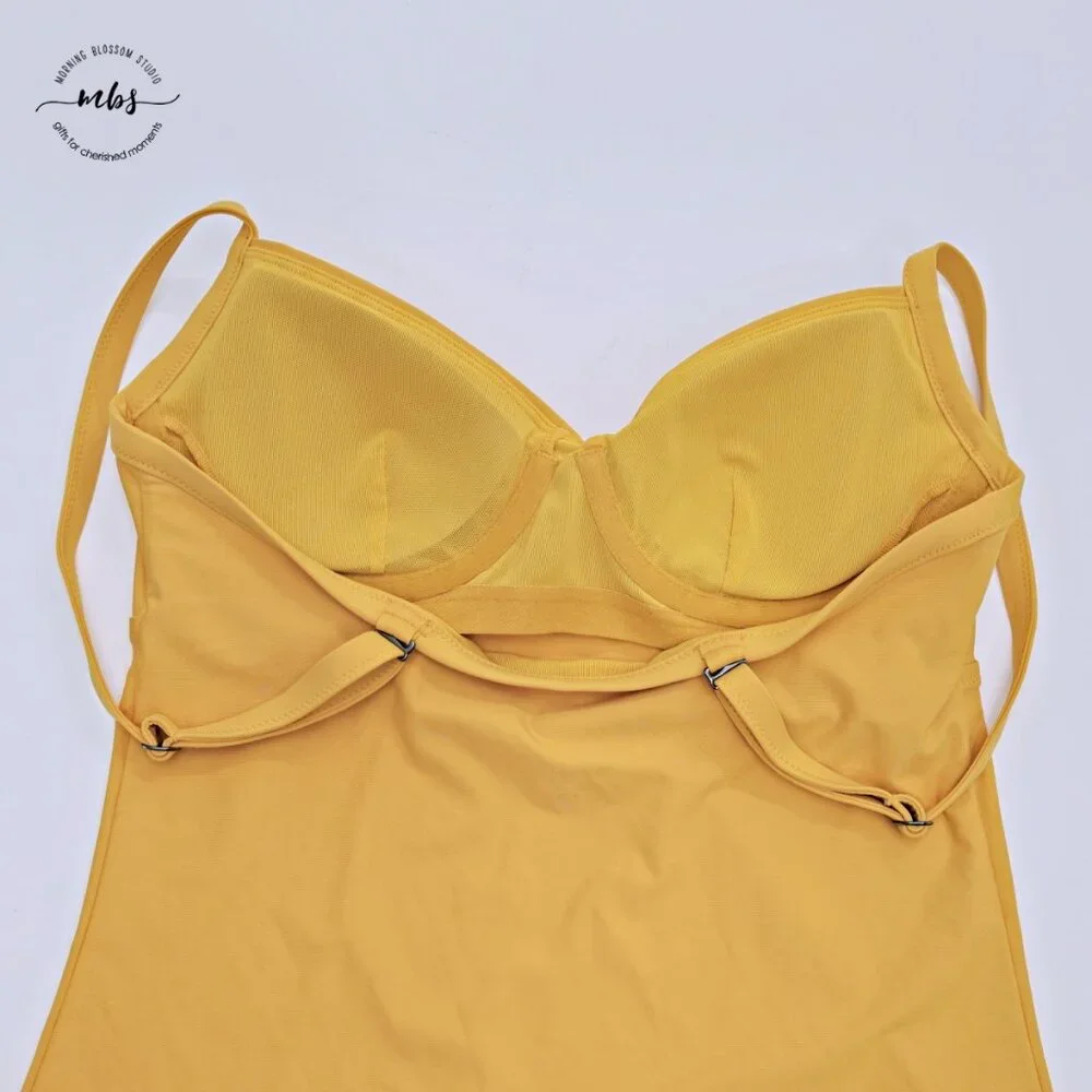 Athleta Twist‎ Up Tankini Crossback Adjustable Swim Top Yellow Women 34B/C
